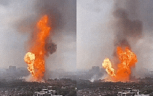 Cột lửa cao hàng trăm mét bốc cháy dữ dội giữa thành phố lớn, người dân phải sơ tán khẩn