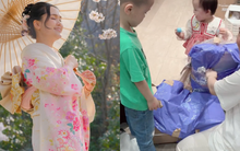 Quỳnh Anh - vợ Duy Mạnh - lộ khoảnh khắc mẹ bỉm xuề xoà, khác hẳn lúc "lên đồ" xinh như gái Nhật