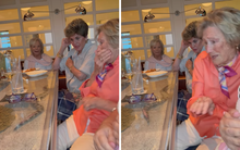 Đang ngồi cà phê, 1 con vật như rắn bò ngay dưới mặt bàn khiến người phụ nữ giật bắn mình, nghe sự thật dân mạng lại càng tranh cãi