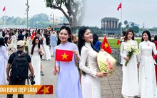 Lăng Bác hôm nay ngợp cờ đỏ sao vàng, áo dài phấp phới rộn ràng trước thềm 30/4