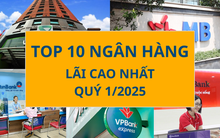 Top 10 lợi nhuận ngân hàng quý 1/2025: Vietcombank giữ đỉnh, 2 cái tên bật mạnh