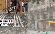 Cảnh tượng lạ: Paris chìm trong cơn mưa đá lớn, du khách và người dân hoảng loạn, cảnh báo cam được đưa ra