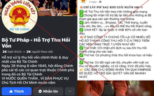 Cảnh báo Facebook giả mạo Bộ Tư pháp hỗ trợ lấy lại tiền lừa đảo