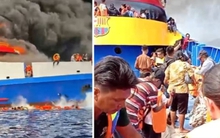 Cháy tàu chở 280 người ở Indonesia, hành khách nhảy xuống nước thoát thân