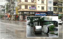 Trước giờ bão đổ bộ: Đường phố Quảng Ninh không một bóng người, gió mạnh hất văng bốt bảo vệ ra xa 6 mét