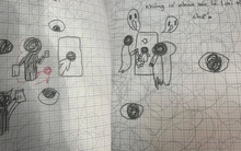 Đi họp phụ huynh vô tình thấy hình vẽ trong vở nháp của con, bà mẹ hốt hoảng: Em hoang mang quá!