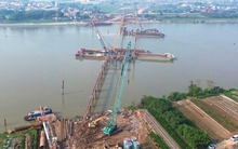 Cầu 4.900 tỷ vượt sông Hồng nối Hà Nội - Hưng Yên đang được thi công ra sao?