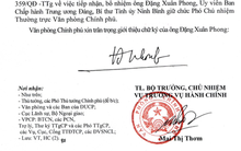 Giới thiệu chữ ký của đồng chí Đặng Xuân Phong, Phó Chủ nhiệm Thường trực Văn phòng Chính phủ