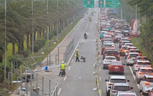 Rào chắn thi công metro số 5, Đại lộ Thăng Long tắc dài
