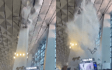 Trần nhà ga T3 sân bay ở Jakarta đổ sập giữa trời mưa, nước xối như thác đổ khiến hành khách hoảng loạn