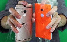 Xem clip dội nước đá lên HTC One M8 và Nokia Lumia 930