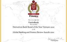VietinBank - Ngân hàng tiêu biểu về cung ứng sản phẩm phái sinh tại Việt Nam năm 2022