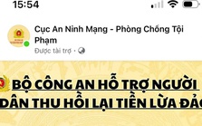 Trang thông tin tên cơ quan công an giúp lấy lại tiền lừa đảo đều là mạo danh