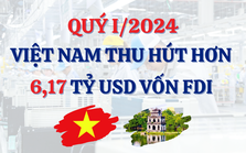 Infographic: Việt Nam thu hút hơn 6,17 tỷ USD vốn FDI trong quý I/2024