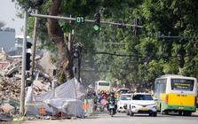 Toàn cảnh hiện trạng đường Đê La Thành sau khi được giải toả để xây đường vành đai 1