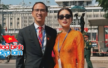 1 chi tiết đặc biệt trong bức ảnh của Hà Tăng và chồng doanh nhân khi xem diễu binh, diễu hành 30/4 gây sốt