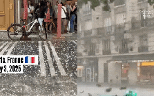 Cảnh tượng lạ: Paris chìm trong cơn mưa đá lớn, du khách và người dân hoảng loạn, cảnh báo cam được đưa ra