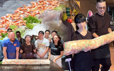 Cơm quê Dượng Bầu thử thách khách ăn 3 kg thịt, 3 kg tôm, 4 kg rau bún trong 30 phút: Thắng nhận 5 triệu, thua trả 3 triệu