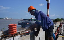 Công nhân 'đội nắng, thắng mưa' thi công đê kè tại siêu dự án ở TP.HCM