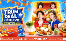 Rủ nhau nhập tiệc, săn deal món ngon giảm đến 50% cùng ShopeeFood trên Trùm Deal Lên Live 24.10
