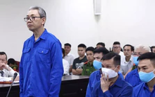 Hình ảnh cựu Phó chủ tịch UBND tỉnh Thanh Hóa Lê Đức Giang cùng đồng phạm tại tòa