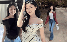 Con gái MC Quyền Linh mặc đơn giản vẫn xinh, cứ diện quần jeans là đẹp bùng nổ