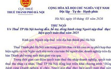 Thuế TP Hà Nội gửi thông báo nóng tới người nộp thuế