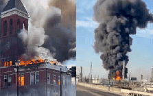 Sự cố cháy nổ dồn dập tại Mỹ: Nhà máy lọc dầu phát nổ, khói đen đặc bao trùm; tòa án 130 năm tuổi bốc cháy