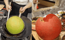 Hóa ra ở Thượng Hải cũng có món xôi chiên phồng giống ở nước ta: Bánh mè chiên khổng lồ với vừng đen, xanh lá, đỏ siêu hút mắt!