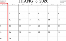 Tháng 3/2026 tưởng đã dài lắm rồi: Ai ngờ tháng 11/2026 cũng trải ra 6 tuần và có hẳn 5 ngày thứ Hai!