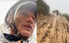 Xúc động thầy giáo vùng cao bùn bắn tận mặt, hướng dẫn trẻ đi học trên đường lầy