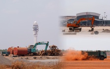 Cận cảnh sân bay Long Thành ngổn ngang, công nhân thưa thớt