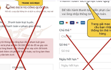 Cảnh báo chiêu lừa "phạt nguội 50.000 VND" qua website giả dịch vụ công