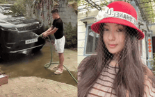 Quang Hải thong dong rửa xe Range Rover hơn 8 tỷ, tưới cây ngay trước cổng nhà bố vợ gây chú ý