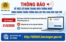 Từ 21/5, công dân trong, ngoài nước khai báo lưu trú, tạm trú trên trang web mới