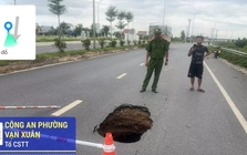 Xuất hiện hố ‘tử thần’ giữa đường gom khu công nghiệp ở Thái Nguyên