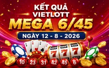 Vietlott 12/8 - Vietlott Mega 6/45 12/8 - Kết quả xổ số Vietlott ngày 12/8/2026