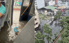 Nước lũ tràn vào xe buýt chở đầy người giữa trận mưa lớn ở Philippines