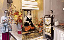 "Phú bà" Ngọc Loan đeo tạp dề Versace, dùng nồi gang 10 triệu/chiếc: Cứ vào bếp là có content triệu view