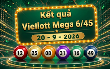 Vietlott 20/9 - Kết quả xổ số Vietlott Mega 6/45 hôm nay 20/9/2026