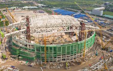 Mục sở thị mái vòm 8.600 tấn tự đóng mở của sân vận động PVF ở Hưng Yên
