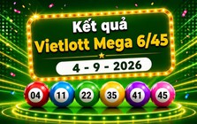 Vietlott 4/9 - Kết quả xổ số Vietlott Mega 6/45 hôm nay 4/9/2026