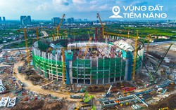 Quá nhanh: 10 tháng làm xong hơn 60% siêu sân vận động lớn thứ hai Việt Nam, khán đài 60.000 chỗ dần thành hình, chuẩn bị lắp mái vòm thép "khủng"