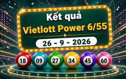 Vietlott 26/9 - Kết quả xổ số Vietlott Power 6/55 hôm nay 26/9/2026