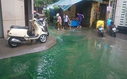 Công an điều tra nguồn nước xanh kỳ lạ ở Hà Nội sau mưa