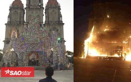 Cháy lớn khu vực trang trí Giáng sinh tại nhà thờ ở Nam Định