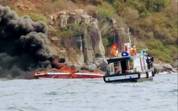 Ca nô đưa khách tham quan vịnh Nha Trang bốc cháy ngùn ngụt, 2 người phỏng nặng