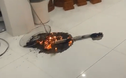 Chiếc quạt cây cháy đen thui, chảy nhựa ra sàn khi vẫn đang cắm điện: Hiểm họa từ thói quen mà nhiều gia đình mắc phải