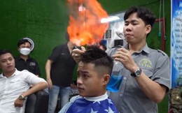 Tiệm hớt tóc bằng lửa "dị" nhất Việt Nam, khách run rẩy đưa đầu cho thợ... đốt