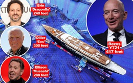 So kè siêu du thuyền của các tỷ phú: Du thuyền hơn 11 nghìn tỷ đồng của Jeff Bezos dài hơn 120 mét, chiếc của Larry Ellison có thang máy, phòng gym